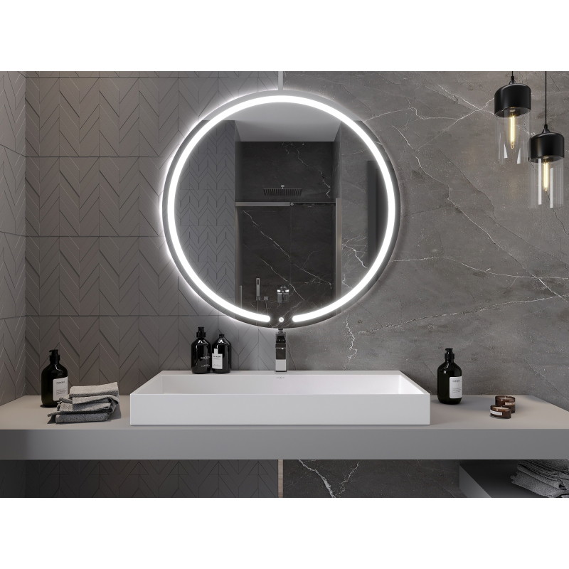 Mexen Rose miroir de salle de bain éclairé, rond 100 cm, LED 6000K, anti-buée - 9810-100-100-611-00