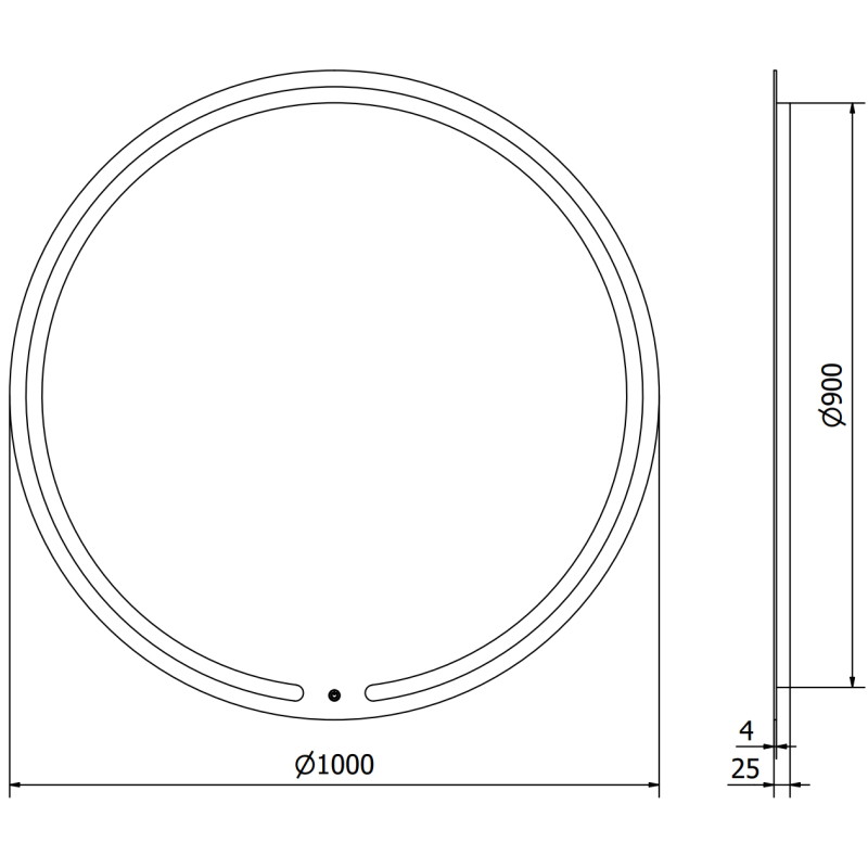 Mexen Rose miroir de salle de bain éclairé, rond 100 cm, LED 6000K, anti-buée - 9810-100-100-611-00