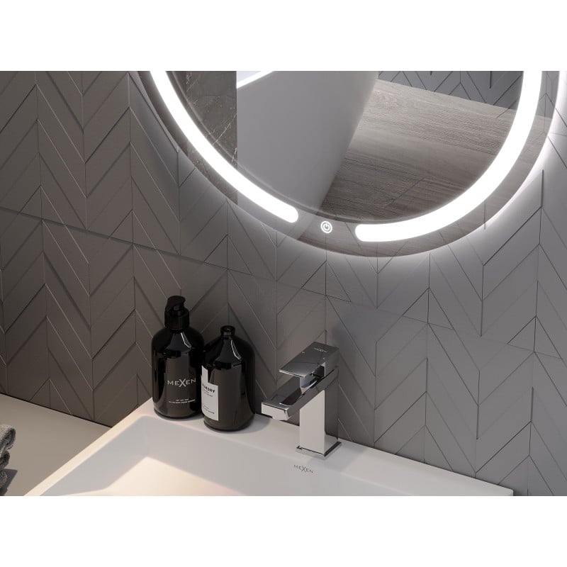 Mexen Rose miroir de salle de bain éclairé, rond 100 cm, LED 6000K, antibuée - 9810-100-100-611-00