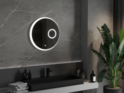 Mexen Ella miroir de salle de bain éclairé avec miroir cosmétique, rond 60 cm, LED 6000K, anti-buée - 9811-060-060-611-00