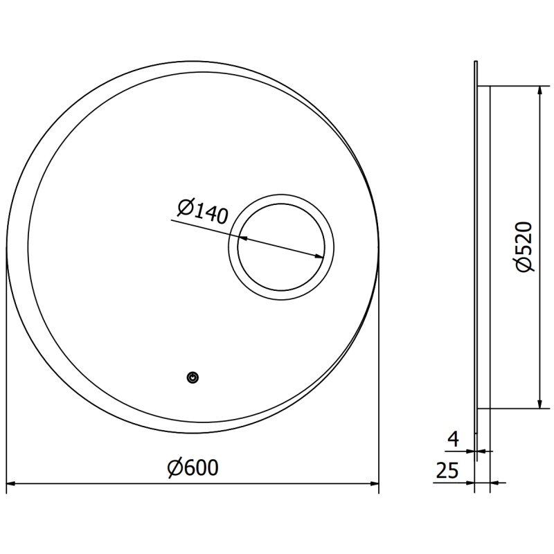 Mexen Ella miroir de salle de bain éclairé avec miroir cosmétique, rond 60 cm, LED 6000K, anti-buée - 9811-060-060-611-00