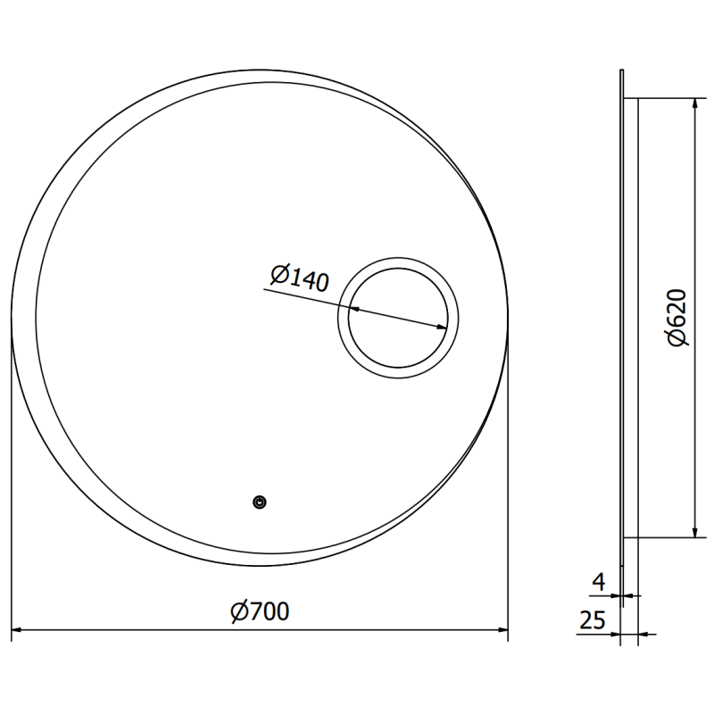 Mexen Ella miroir de salle de bain éclairé avec miroir cosmétique, rond 70 cm, LED 6000K, anti-buée - 9811-070-070-611-00