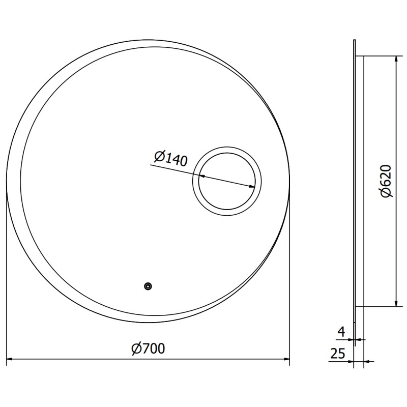 Mexen Ella miroir de salle de bain rétroéclairé avec miroir cosmétique, rond 70 cm, LED 6000K, anti-buée