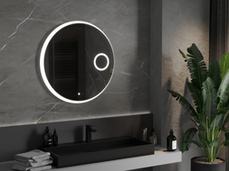 Mexen Ella miroir de salle de bains éclairé avec miroir cosmétique, rond 80 cm, LED 6000K, anti-buée - 9811-080-080-611-00