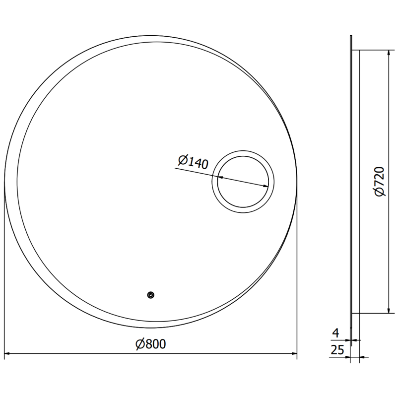 Mexen Ella miroir de salle de bains éclairé avec miroir cosmétique, rond 80 cm, LED 6000K, antibuée - 9811-080-080-611-00