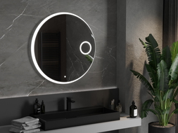 Mexen Ella miroir de salle de bain rétroéclairé avec miroir cosmétique, rond 90 cm, LED 6000K, antibuée
