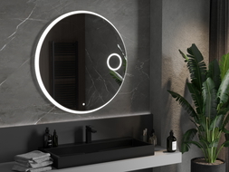Mexen Ella miroir de salle de bains éclairé avec miroir cosmétique, rond 100 cm, LED 6000K, anti-buée - 9811-100-100-611-00