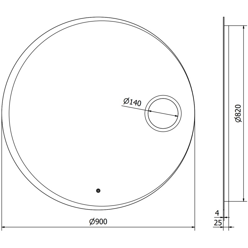 Mexen Ella miroir de salle de bain rétroéclairé avec miroir cosmétique, rond 100 cm, LED 6000K, antibuée