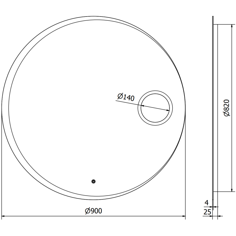Mexen Ella miroir de salle de bains éclairé avec miroir cosmétique, rond 100 cm, LED 6000K, anti-buée - 9811-100-100-611-00