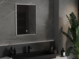 Mexen Erma miroir de salle de bains éclairé 50 x 70 cm, LED 6000K, antibuée, cadre noir - 9814-050-070-611-70