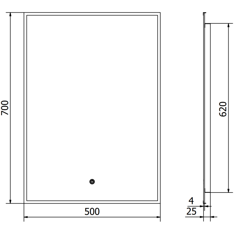 Mexen Erma miroir de salle de bain rétroéclairé 50 x 70 cm, LED 6000K, anti-buée, cadre noir - 9814-050-070-611-70
