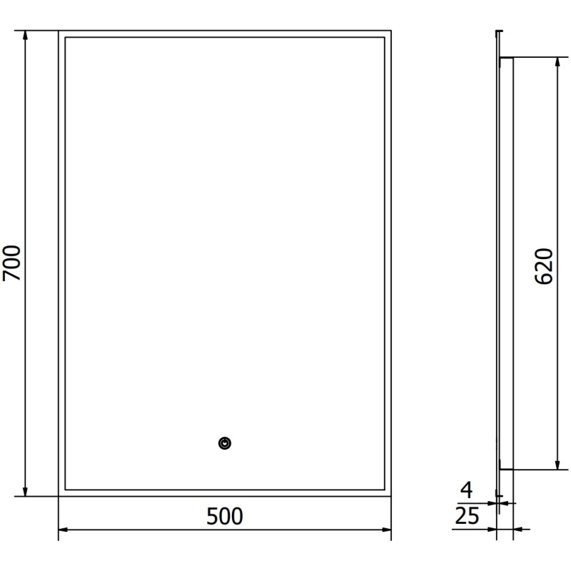 Mexen Erma miroir de salle de bains éclairé 50 x 70 cm, LED 6000K, antibuée, cadre noir - 9814-050-070-611-70