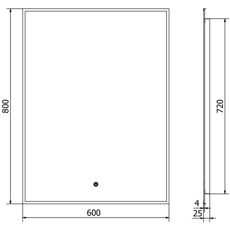 Mexen Erma miroir de salle de bain éclairé 60 x 80 cm, LED 6000K, anti-buée, cadre noir - 9814-060-080-611-70