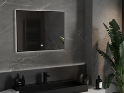 Mexen Erma miroir de salle de bain éclairé 80 x 60 cm, LED 6000K, anti-buée, cadre noir - 9814-080-060-611-70