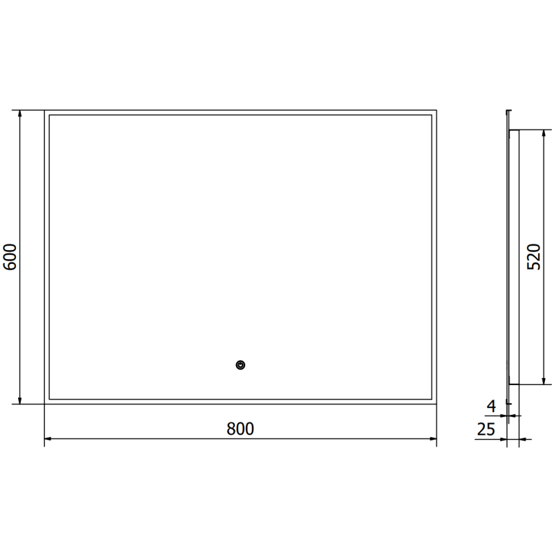 Mexen Erma miroir de salle de bain éclairé 80 x 60 cm, LED 6000K, anti-buée, cadre noir - 9814-080-060-611-70