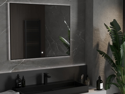 Mexen Erma miroir de salle de bain rétro-éclairé 100 x 80 cm, LED 6000K, anti-buée, cadre noir - 9814-100-080-611-70