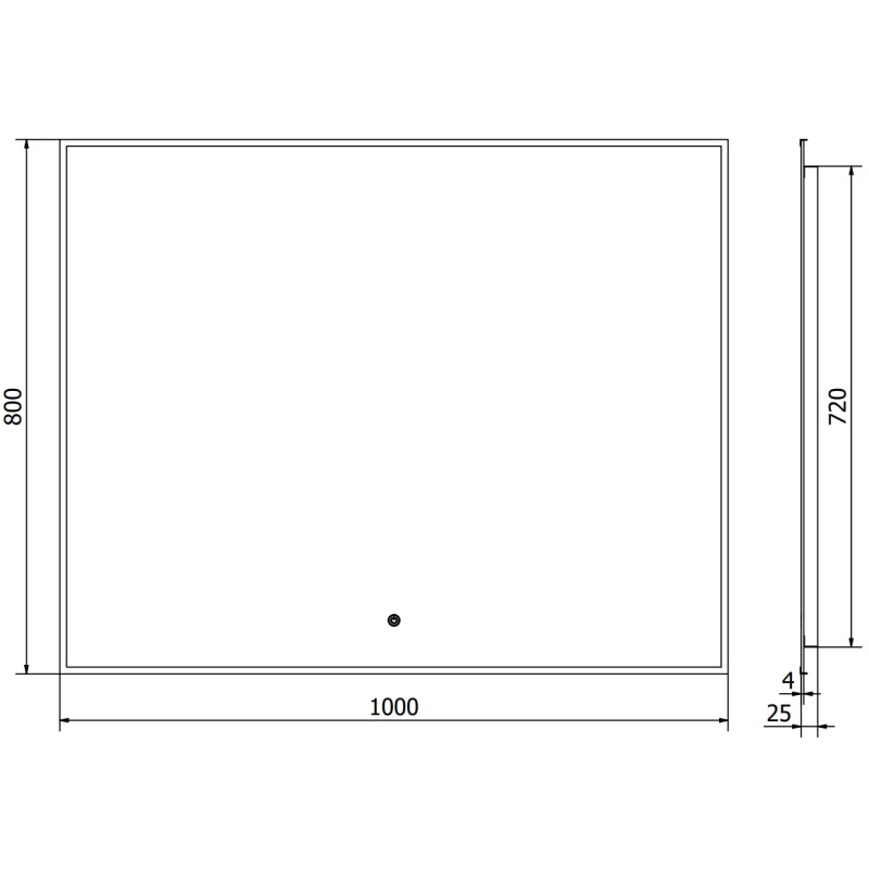 Mexen Erma miroir de salle de bain éclairé 100 x 80 cm, LED 6000K, antibuée, cadre noir - 9814-100-080-611-70