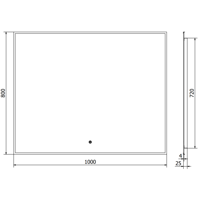 Mexen Erma miroir de salle de bain rétro-éclairé 100 x 80 cm, LED 6000K, anti-buée, cadre noir - 9814-100-080-611-70