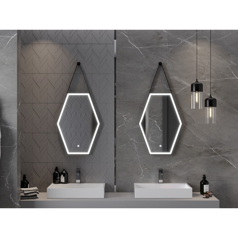 Mexen Orla miroir de salle de bains éclairé 50 x 70 cm, LED 6000K, anti-buée, cadre noir - 9815-050-070-611-70