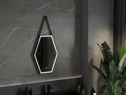 Mexen Orla miroir de salle de bains éclairé 50 x 70 cm, LED 6000K, anti-buée, cadre noir - 9815-050-070-611-70