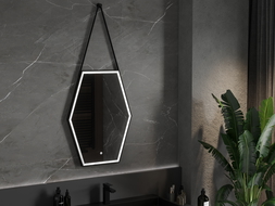 Mexen Orla miroir de salle de bain éclairé 60 x 80 cm, LED 6000K, anti-buée, cadre noir - 9815-060-080-611-70