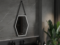 Mexen Orla miroir de salle de bains éclairé 60 x 80 cm, LED 6000K, antibuée, cadre noir - 9815-060-080-611-70