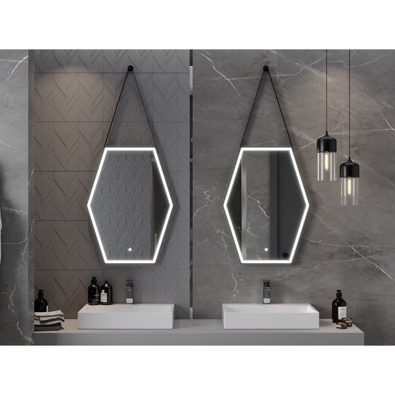 Mexen Orla miroir de salle de bain éclairé 60 x 80 cm, LED 6000K, anti-buée, cadre noir - 9815-060-080-611-70