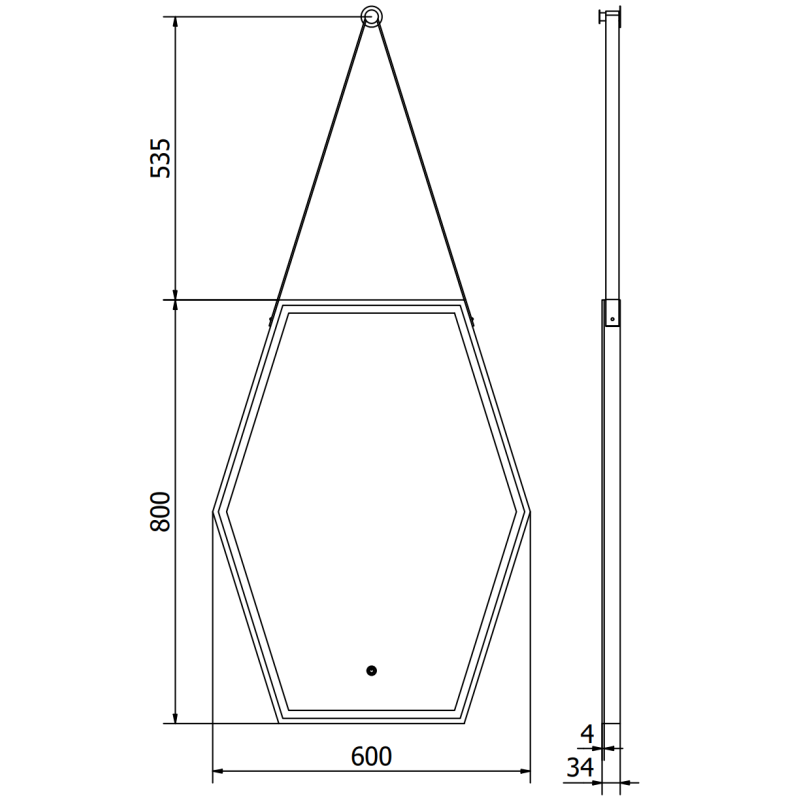 Mexen Orla miroir de salle de bain éclairé 60 x 80 cm, LED 6000K, anti-buée, cadre noir - 9815-060-080-611-70