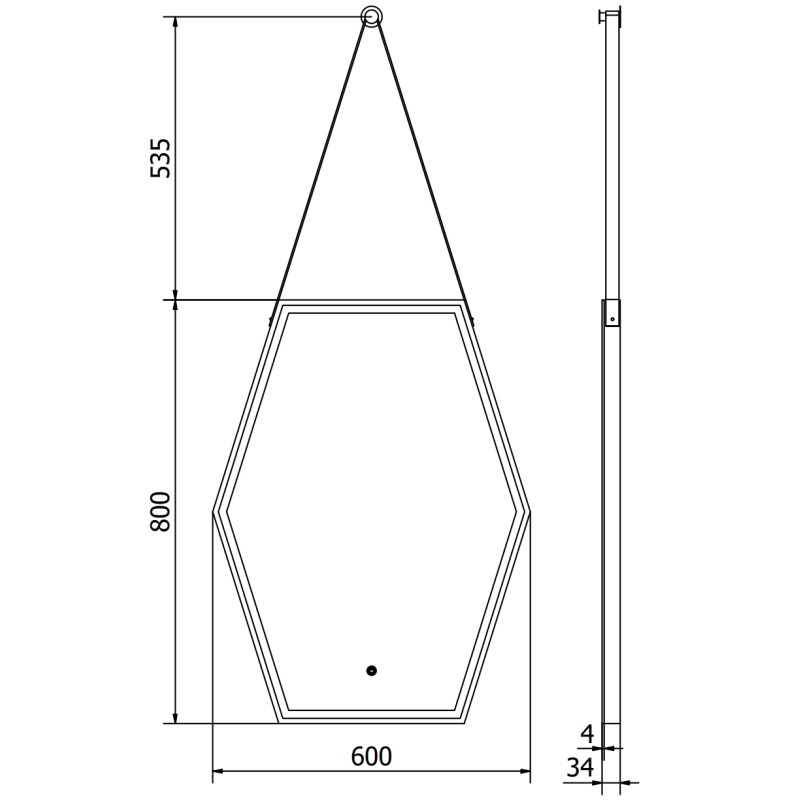 Mexen Orla miroir de salle de bain éclairé 60 x 80 cm, LED 6000K, antibuée, cadre noir - 9815-060-080-611-70