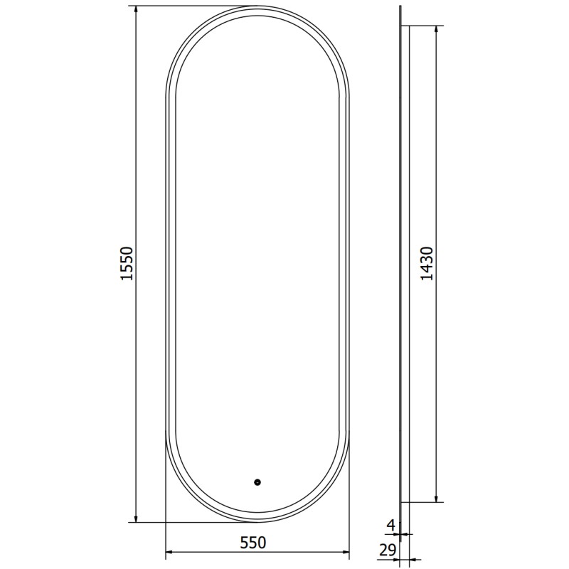 Mexen Bono miroir de salle de bains éclairé 55 x 155 cm, LED 6000K, anti-buée - 9816-055-155-611-00