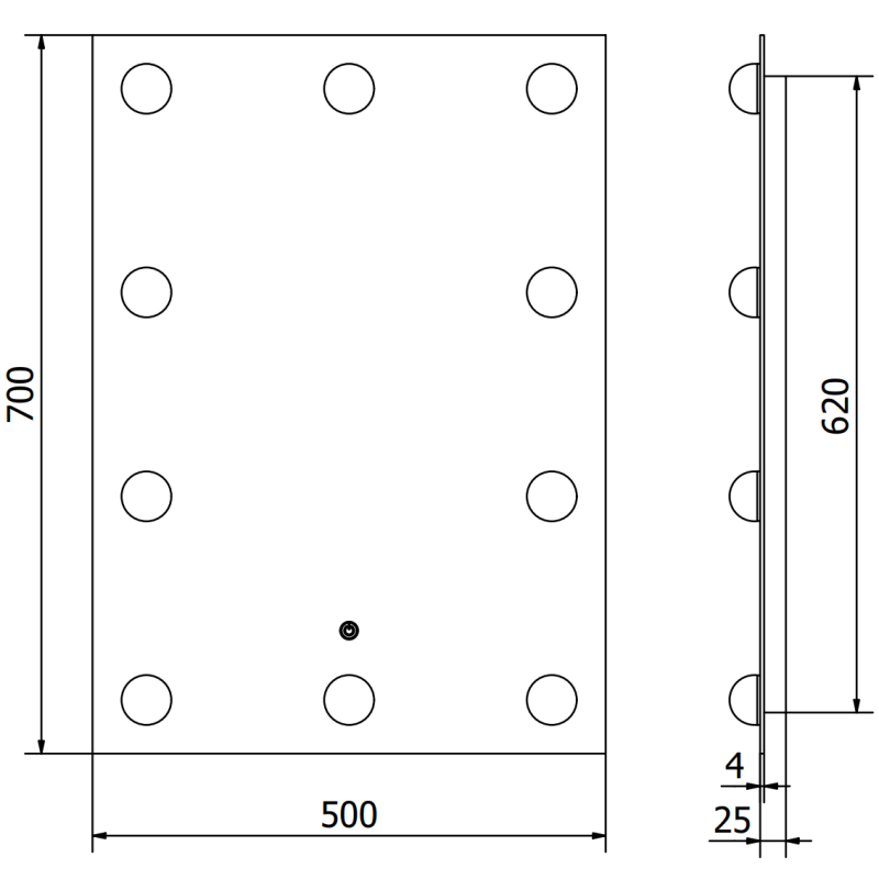 Mexen Dona miroir de salle de bain éclairé 50 x 70 cm, LED 6000K, antibuée - 9818-050-070-611-00