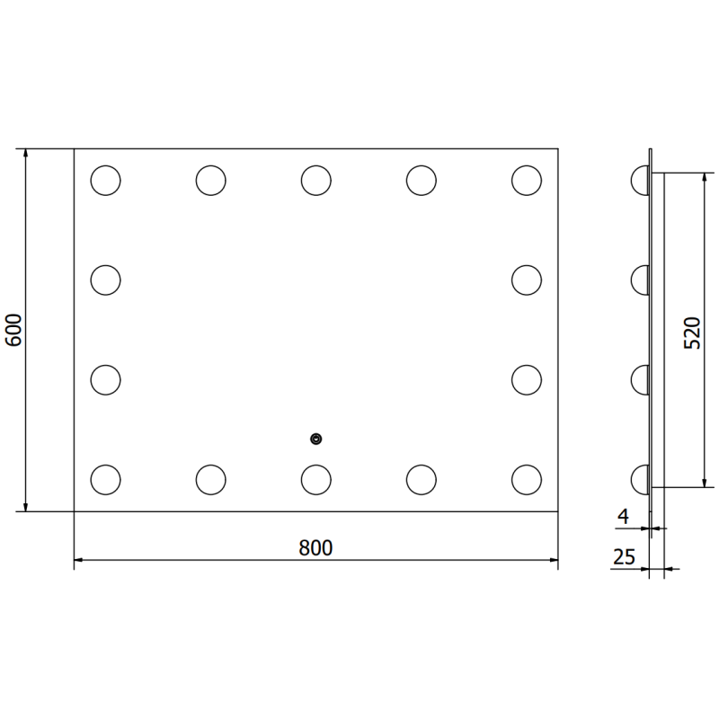 Mexen Dona miroir de salle de bain éclairé 80 x 60 cm, LED 6000K, antibuée - 9818-080-060-611-00