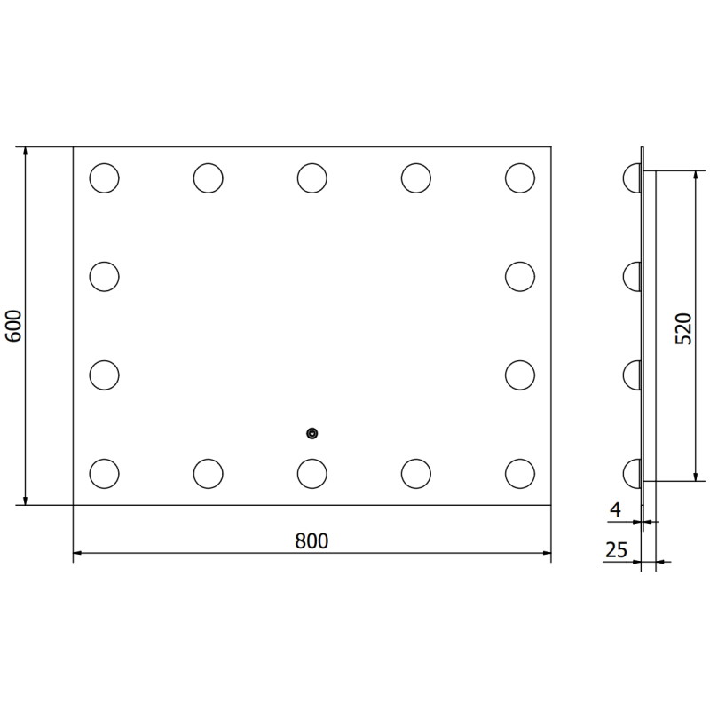 Mexen Dona miroir de salle de bain rétro-éclairé 80 x 60 cm, LED 6000K, antibuée - 9818-080-060-611-00