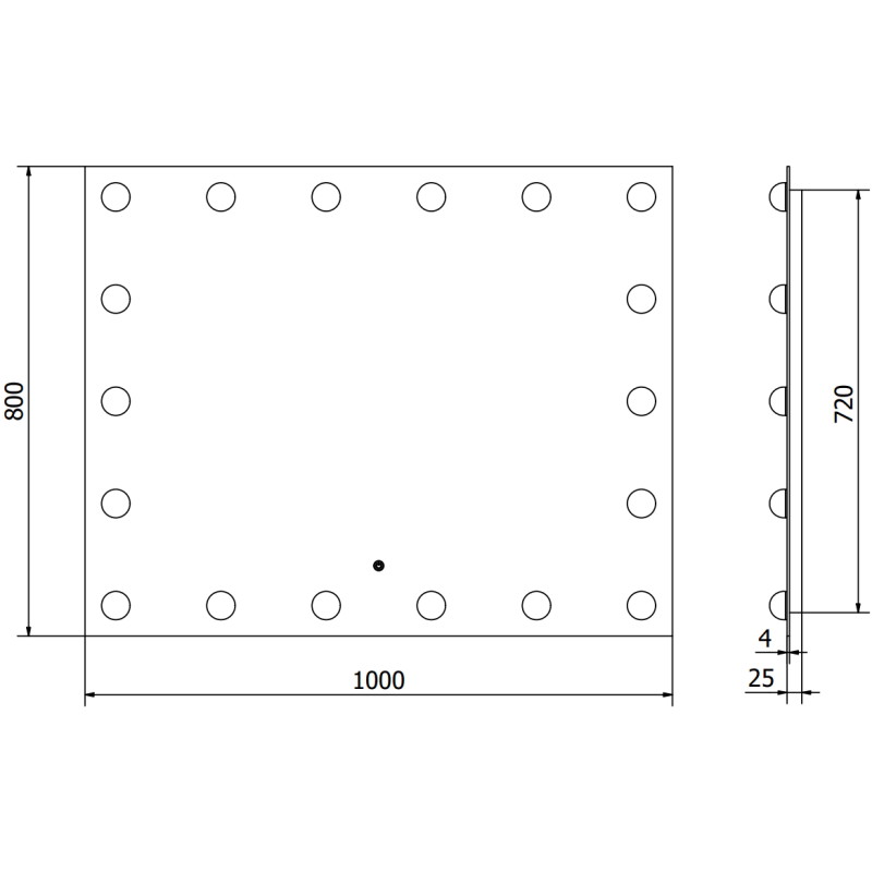 Mexen Dona miroir de salle de bain éclairé 100 x 80 cm, LED 6000K, antibuée - 9818-100-080-611-00