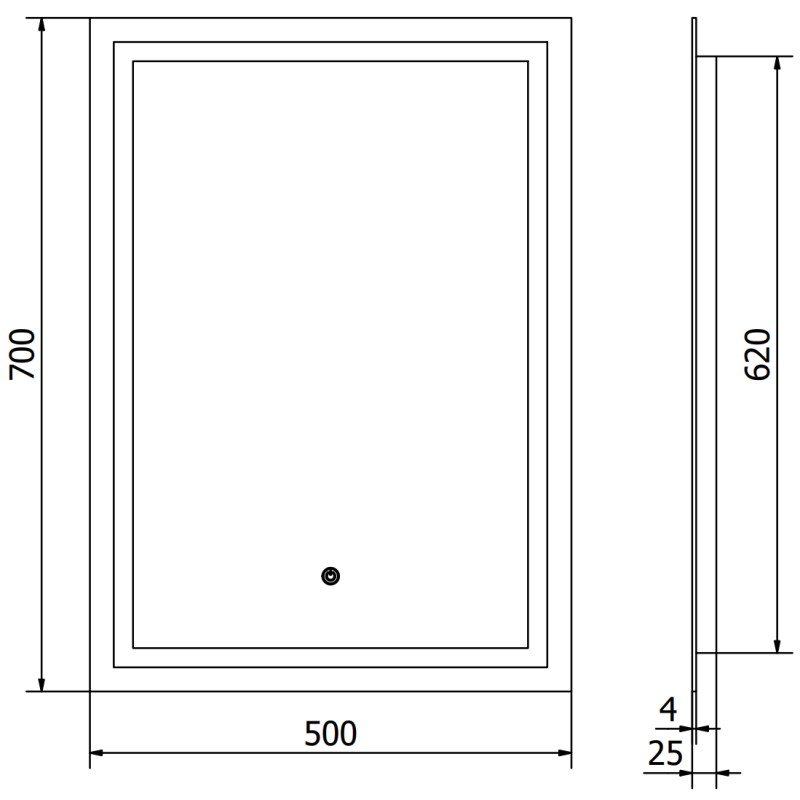 Mexen Miko miroir de salle de bain éclairé 50 x 70 cm, LED 6000K, anti-buée - 9819-050-070-611-00