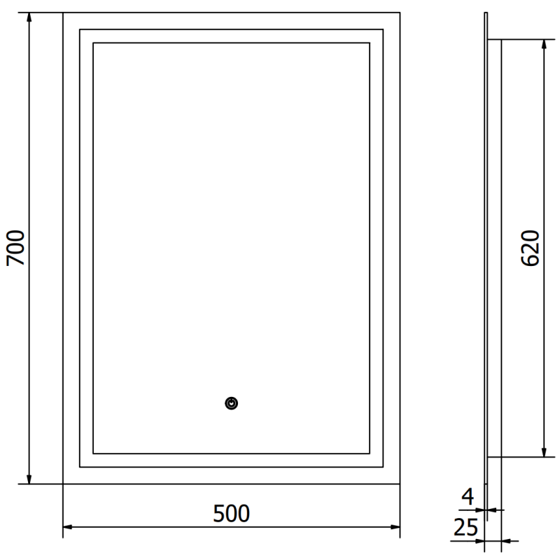 Mexen Miko miroir de salle de bains éclairé 50 x 70 cm, LED 6000K, anti-buée - 9819-050-070-611-00
