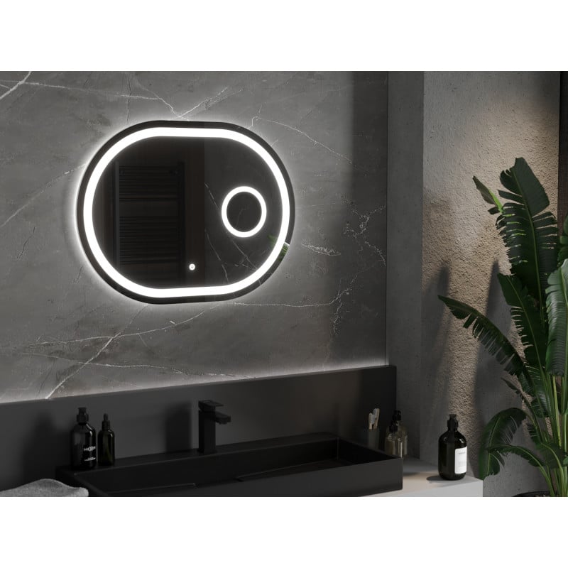 Mexen Umba miroir de salle de bains éclairé avec miroir cosmétique 80 x 60 cm, LED 6000K, anti-buée - 9822-080-060-611-00