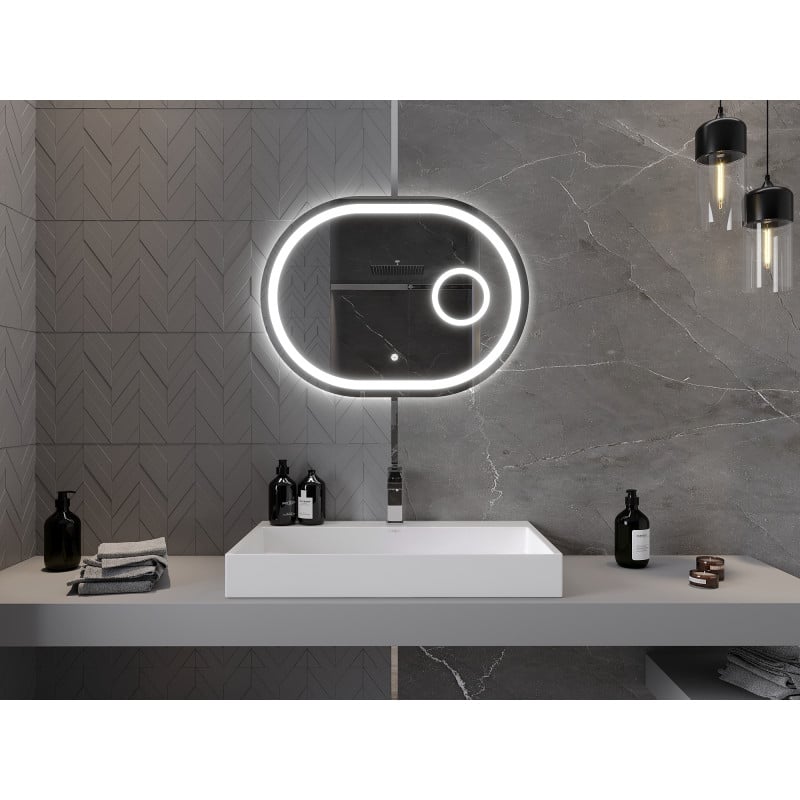 Mexen Umba miroir de salle de bains éclairé avec miroir cosmétique 80 x 60 cm, LED 6000K, anti-buée - 9822-080-060-611-00