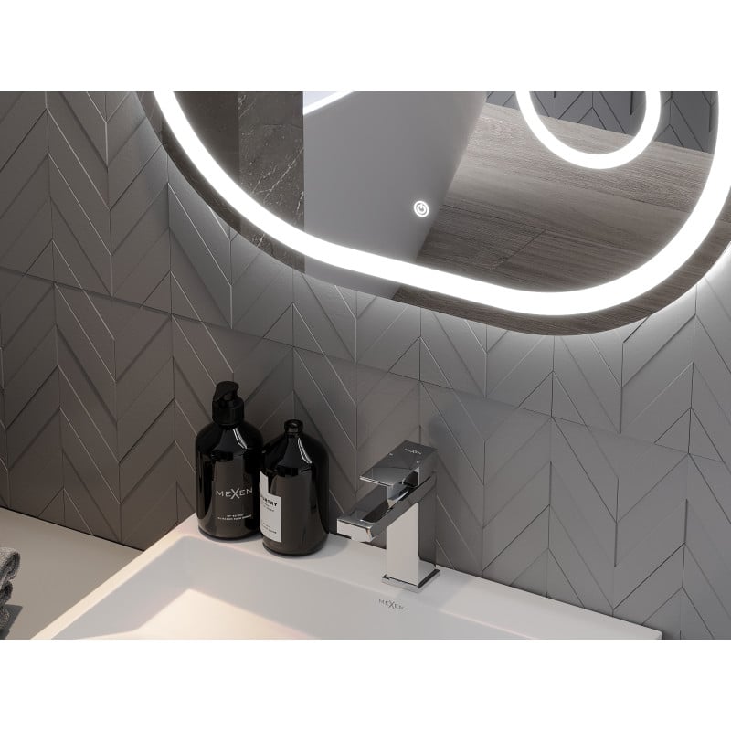 Mexen Umba miroir de salle de bains éclairé avec miroir cosmétique 80 x 60 cm, LED 6000K, anti-buée - 9822-080-060-611-00