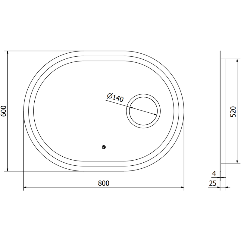 Mexen Umba miroir de salle de bains éclairé avec miroir cosmétique 80 x 60 cm, LED 6000K, anti-buée - 9822-080-060-611-00