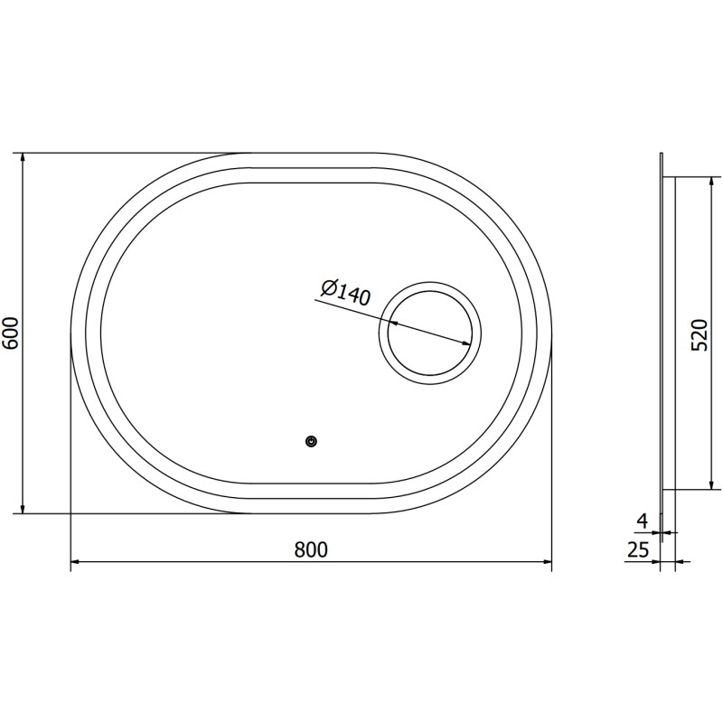 Mexen Umba miroir de salle de bains éclairé avec miroir cosmétique 80 x 60 cm, LED 6000K, antibuée - 9822-080-060-611-00
