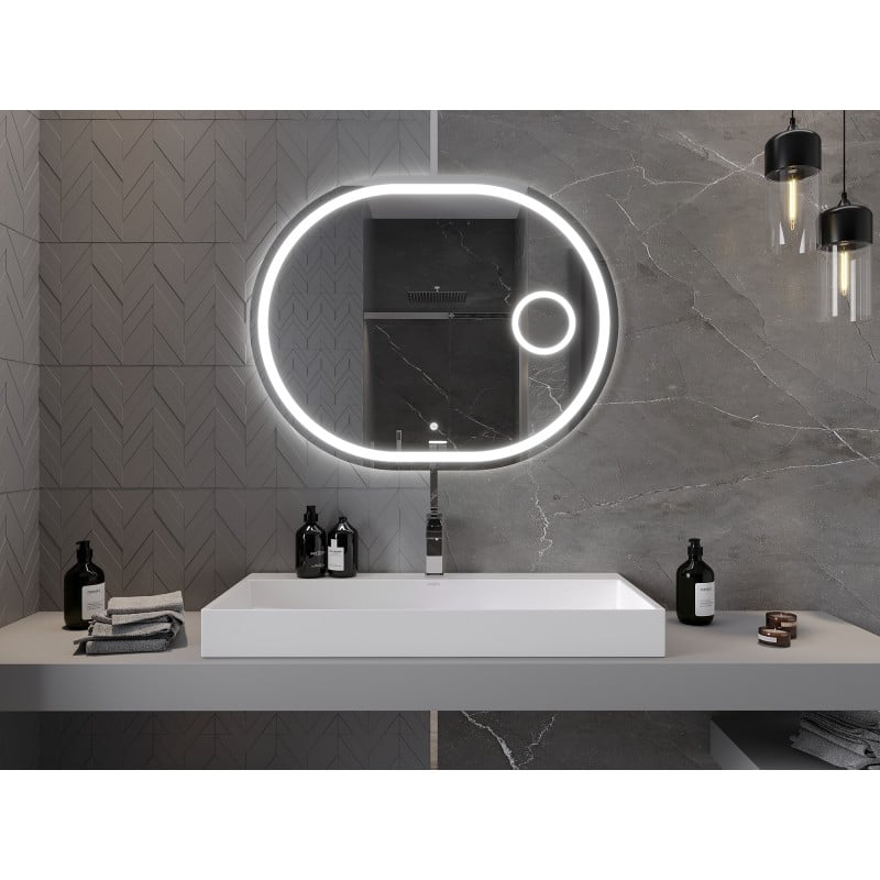 Mexen Umba miroir de salle de bain éclairé avec miroir cosmétique 100 x 80 cm, LED 6000K, anti-buée - 9822-100-080-611-00