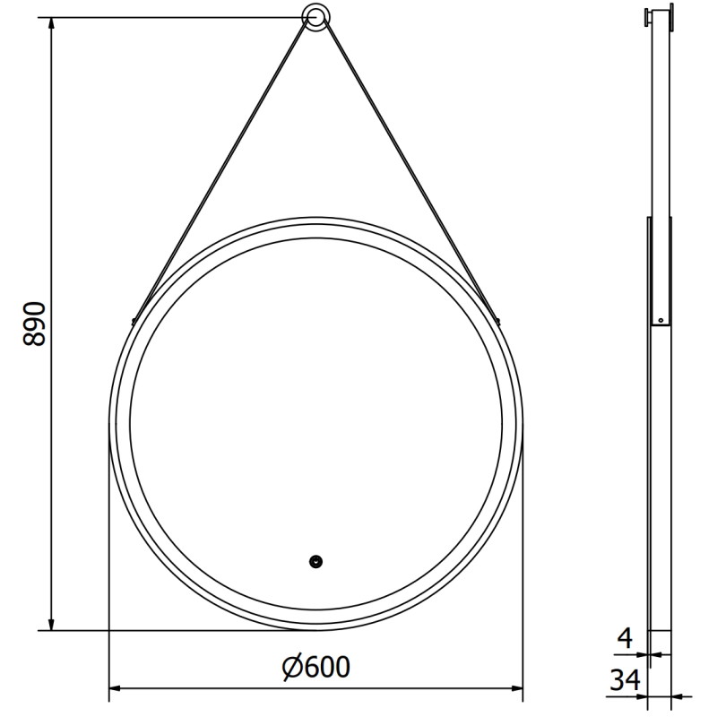 Mexen Reni miroir de salle de bain éclairé, rond 60 cm, LED 6000K, anti-buée, cadre noir - 9812-060-060-611-70