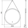 Mexen Reni miroir de salle de bain éclairé, rond 60 cm, LED 6000K, anti-buée, cadre noir - 9812-060-060-611-70