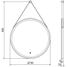Mexen Reni miroir de salle de bain éclairé, rond 70 cm, LED 6000K, anti-buée, cadre noir - 9812-070-070-611-70