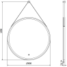 Mexen Reni miroir de salle de bain éclairé, rond 80 cm, LED 6000K, antibuée, cadre noir - 9812-080-080-611-70