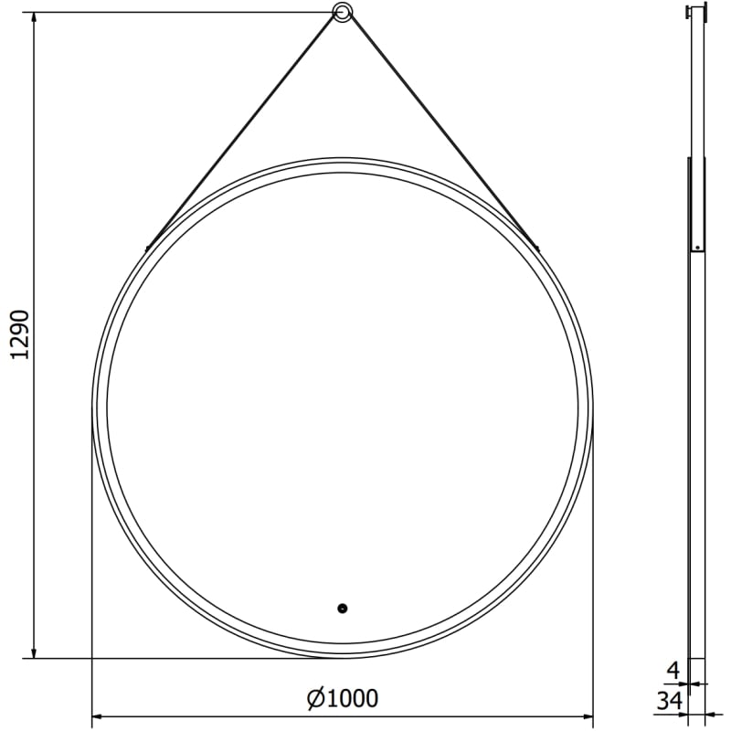 Mexen Reni miroir de salle de bain éclairé, rond 100 cm, LED 6000K, anti-buée, cadre noir - 9812-100-100-611-70