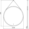 Mexen Reni miroir de salle de bain éclairé, rond 100 cm, LED 6000K, anti-buée, cadre noir - 9812-100-100-611-70