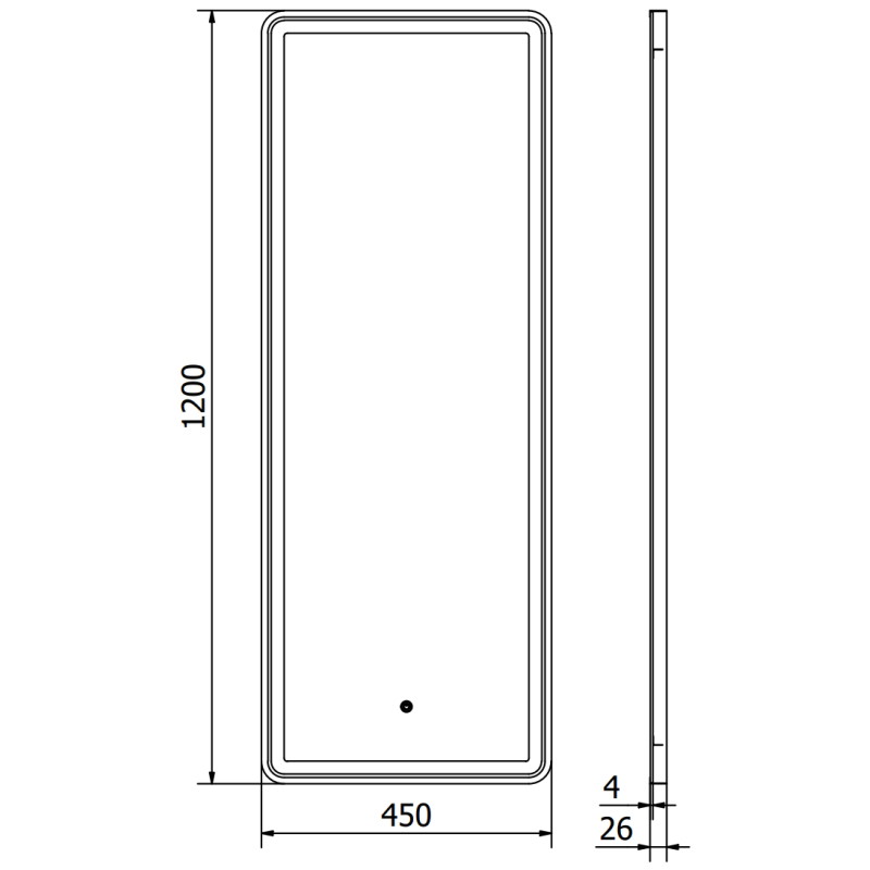 Mexen Coro miroir de salle de bain éclairé 45 x 120 cm, LED 6000K, anti-buée, cadre noir - 9817-045-120-611-70