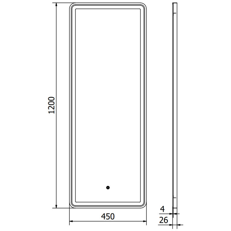 Mexen Coro miroir de salle de bains éclairé 45 x 120 cm, LED 6000K, anti-buée, cadre noir - 9817-045-120-611-70